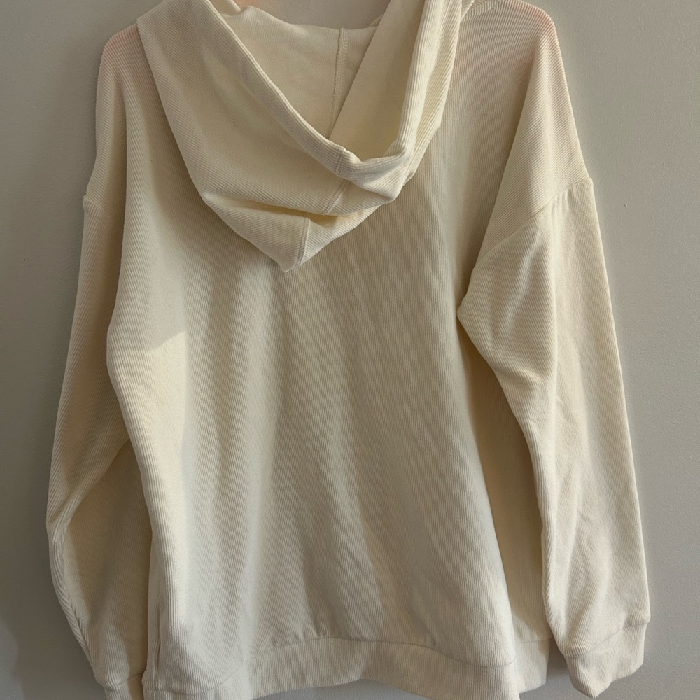 Marc New York Womens Pullover Ribbed Hoodie Sweater Off White Size  M - Picture 3 of 6